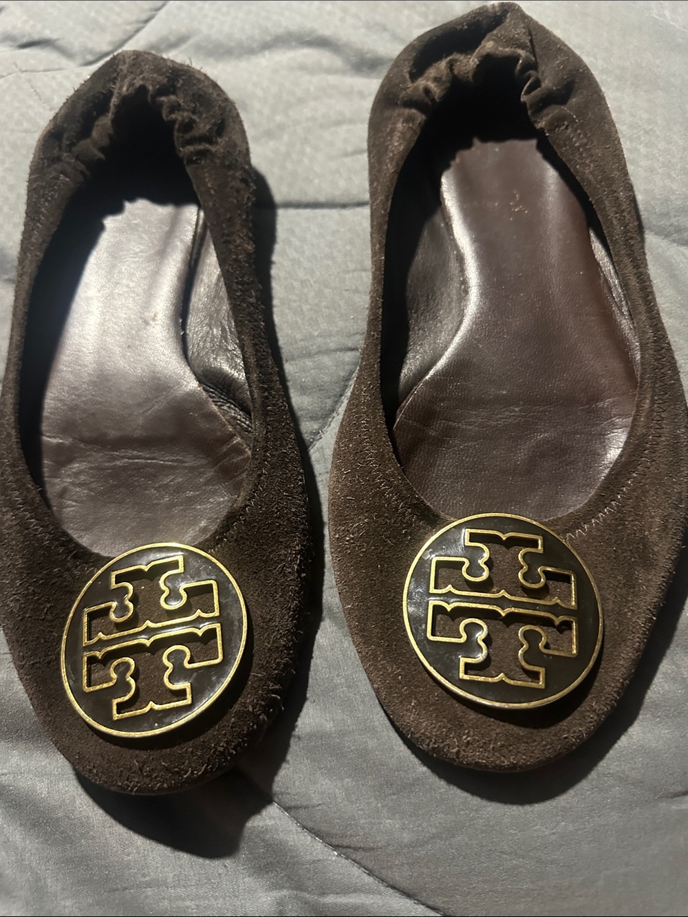 Tory Burch Women's Dark Brown Suede Flats